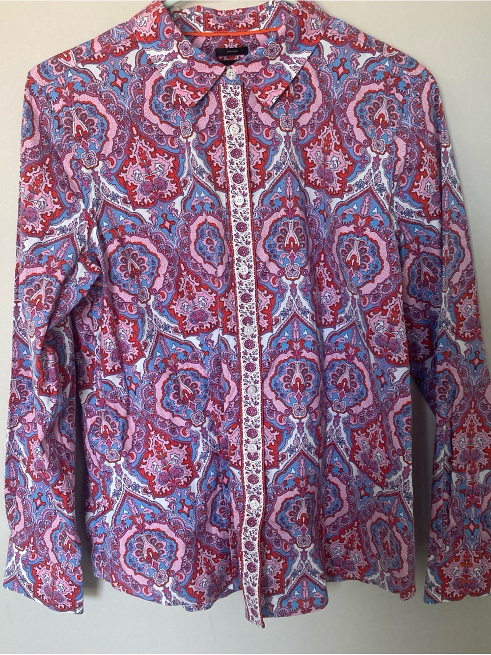 Talbots Non-Iron Perfect Shirt Pink Paisley Button Down Women’s Size 10